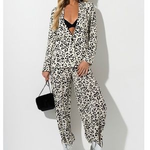 Wide leg cheetah print pants and blazer